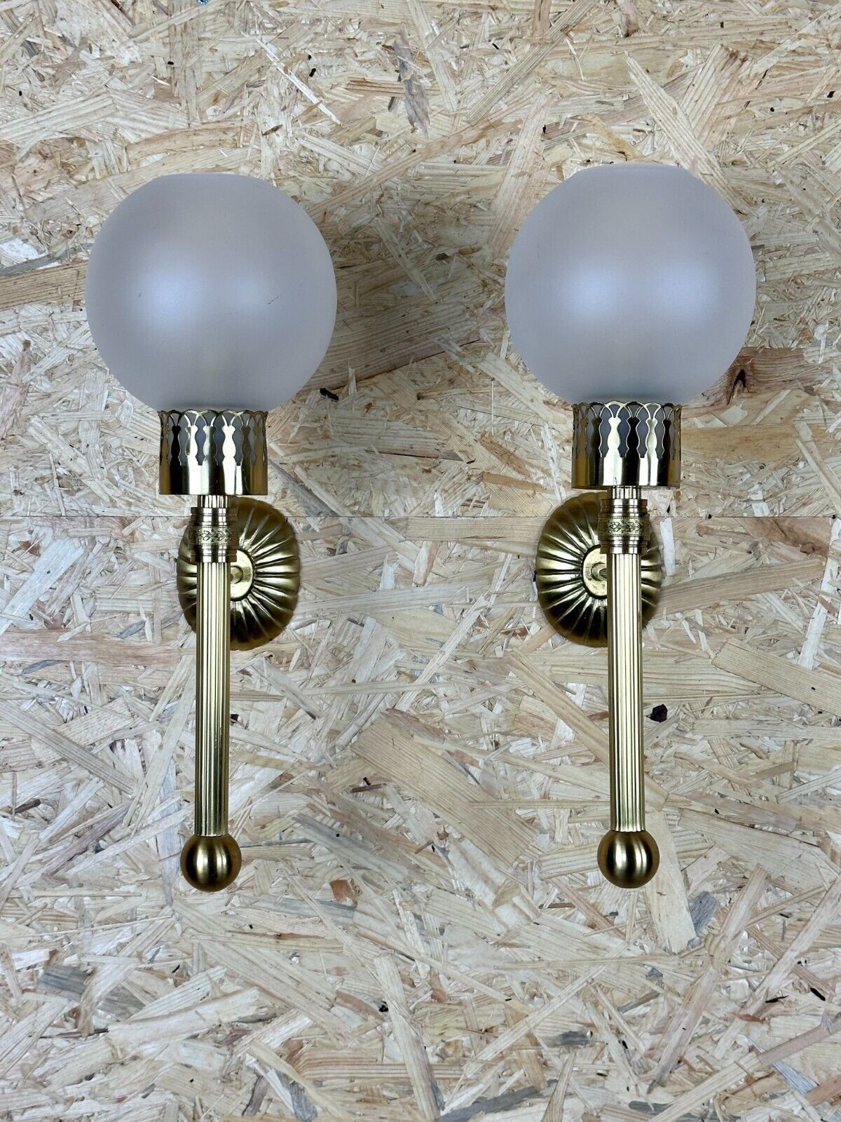 2x 60s 70s lamp light wall lamp glass & brass space age design