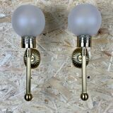 2x 6appliques murales en verre et laiton space age design