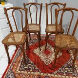 Suite of 4 chairs of Bistrot cannage Japy Frères 1920s