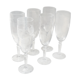 Six crystal champagne flutes