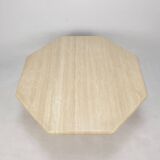 Italian Octagon Coffee Table in Travertine, 1980s