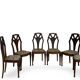 Ensemble de 6 chaises de salle à manger en noyer sculpté Art Déco, années 1920/1930