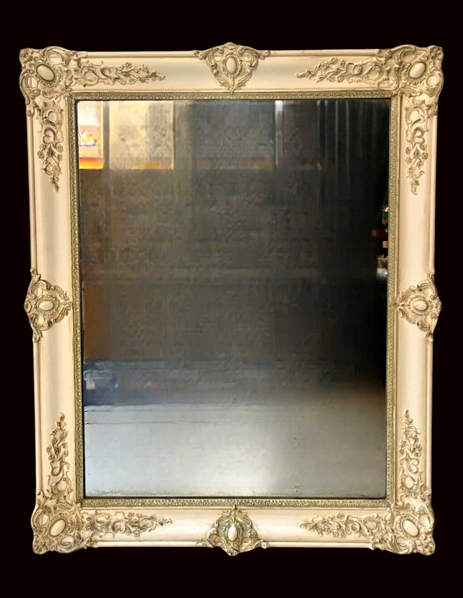 Large patinated wooden wall mirror Restoration 19th century