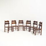 Ensemble de chaises de salle à manger Razorblade en chêne massif, années 1970