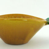 Yellow and green ceramic salad - pineapple-shaped barbotine - Vallauris France - vintage 60s