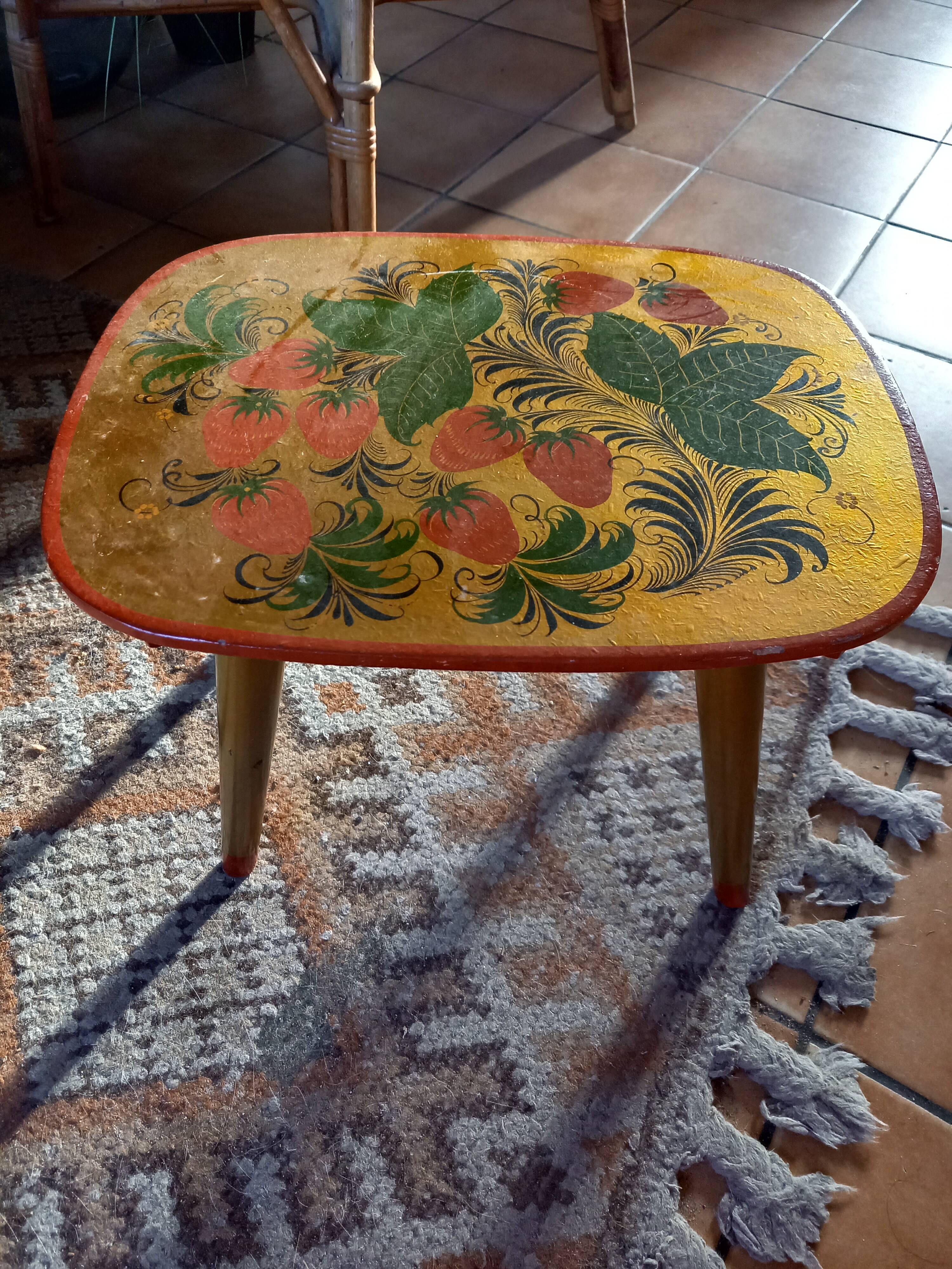 Old gilded wooden stool decorated vintage Russian craftsmanship