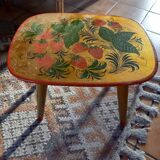 Old gilded wooden stool decorated vintage Russian craftsmanship