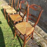Pair of antique rush-seated chairs