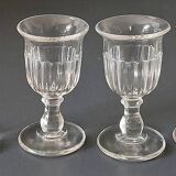 Vintage set of 4 hollow-ribbed tulip liqueur glasses