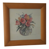 Framed flower lithograph by rosalind oesterle