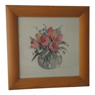 Framed flower lithograph by rosalind oesterle