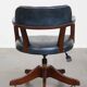 Bureau et chaise de bureau Chesterfield en cuir de vachette bleu