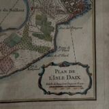 Color engraving under glass, plan of Isle Daix, 18th century