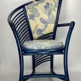 Set of 4 sculptural rattan bamboo dining chairs, Flechtatelier Schütz, Germany 1980s