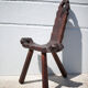 Brutalist wooden chair, tripod chair, Spanish chair