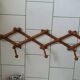 Vintage wooden coat rack imitation bamboo accordion 10 patères