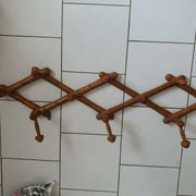 Vintage wooden coat rack imitation bamboo accordion 10 patères