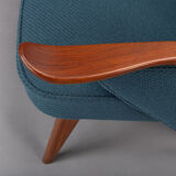 Danish reupholstered blue sofa by Johannes Andersen for CFC Silkeborg, 1960s