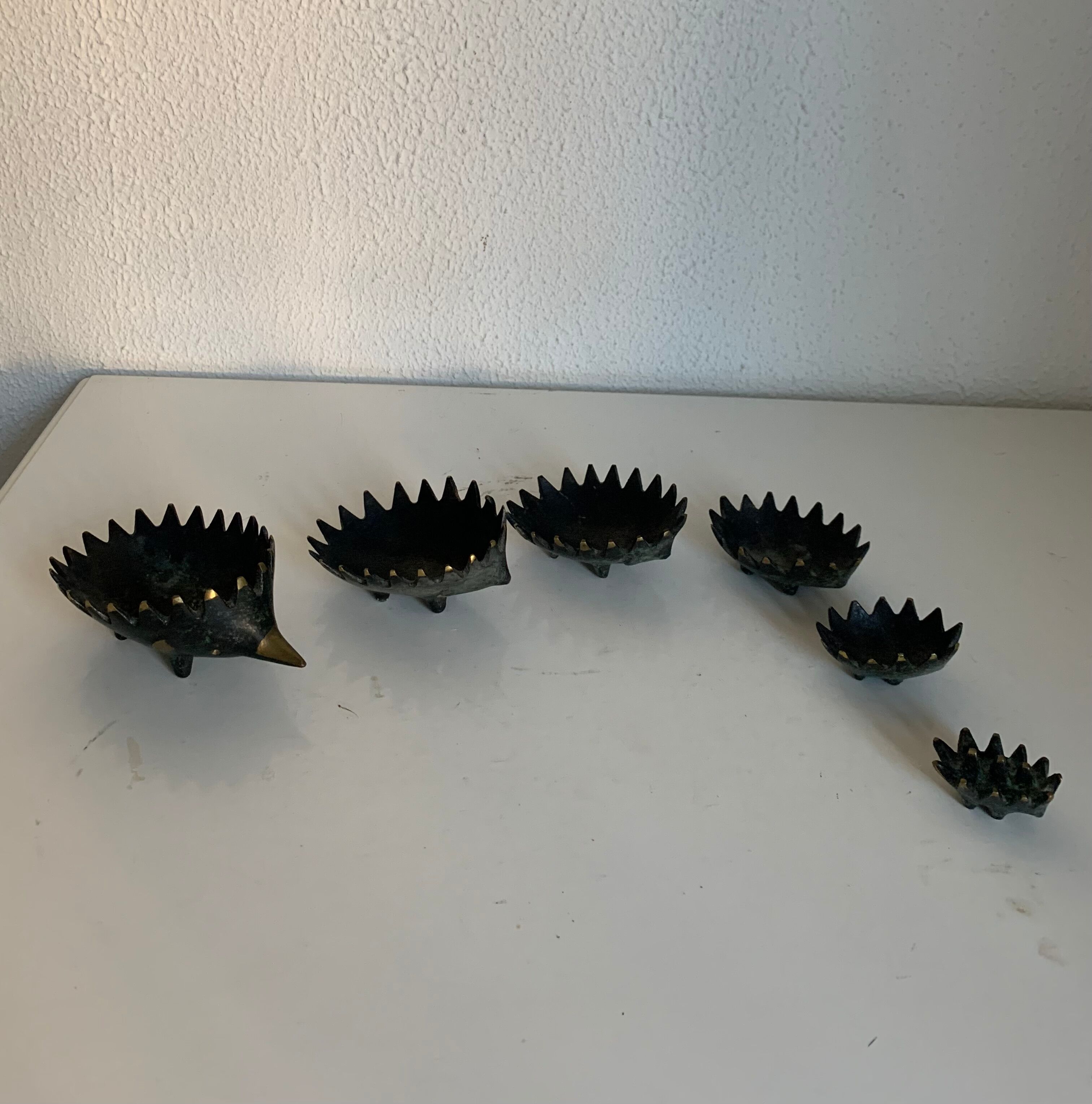 Vintage ashtrays 1950 hedgehogs by Walter Bosse for Hertha Baller