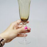 6 Flûtes A Champagne En Verre Soufflé Torsadé 2 Couleurs Vert Et Ambré