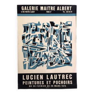 Lucien LAUTREC, Galerie Maître Albert, 1974. Original poster in Mourlot lithograph