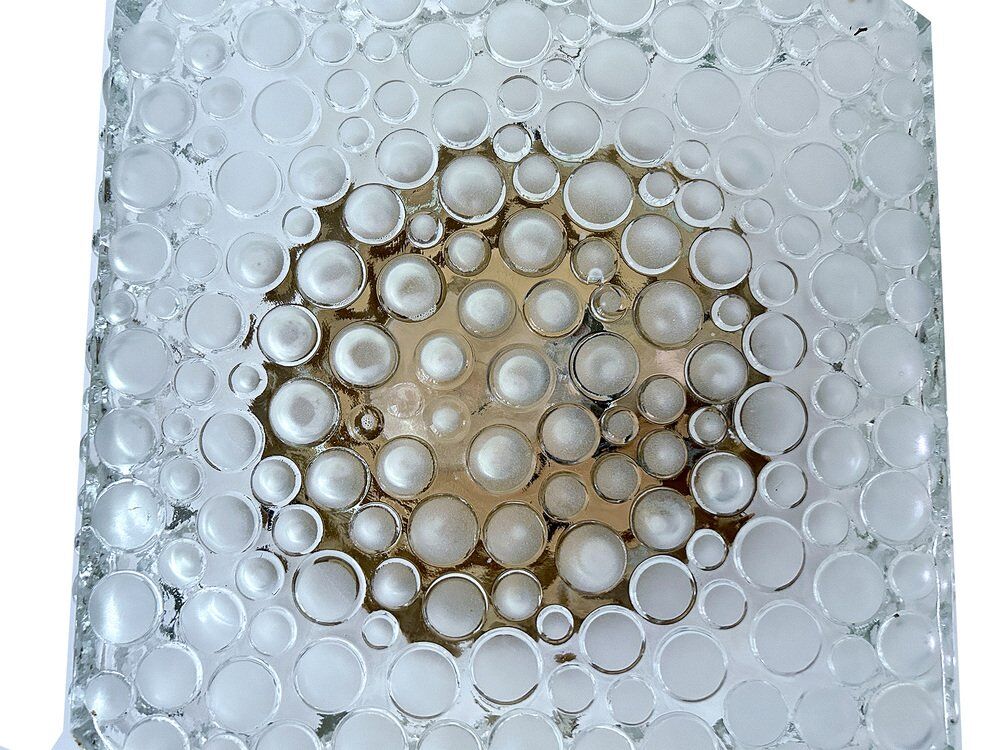 Plafonnier en verre bullé vintage, années 1970