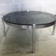 Table low vintage smoked glass and chromed metal