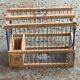 Cage à oiseau vintage en métal et bois