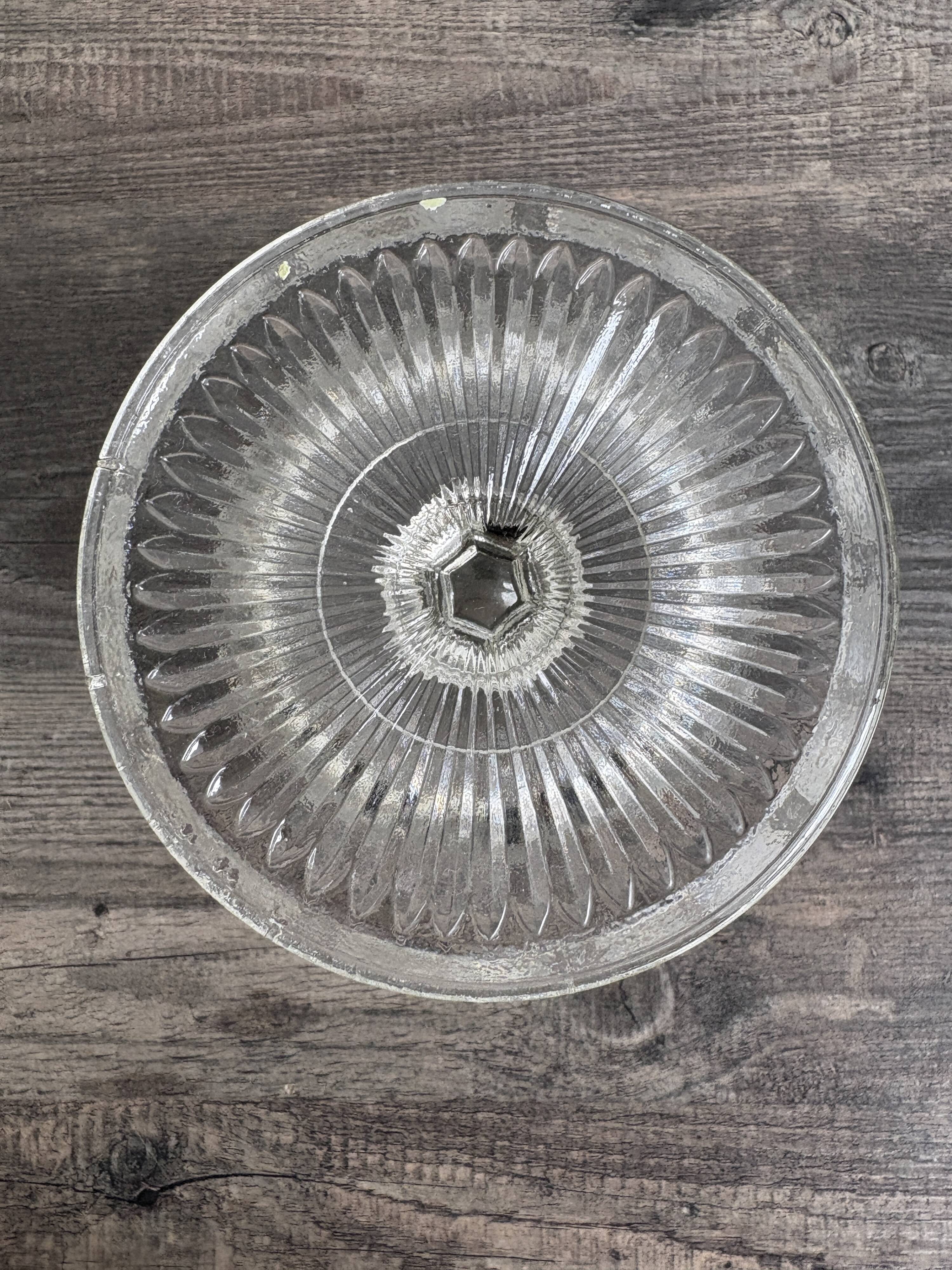 Antique glass bowl on pedestal
