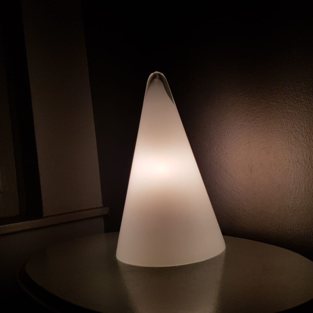 All glass white cone table lamp, 80