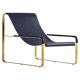 Classic Contemporary Chaise Longue in Aged Brass and Navy Blue Leather