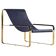 Classic Contemporary Chaise Longue in Aged Brass and Navy Blue Leather