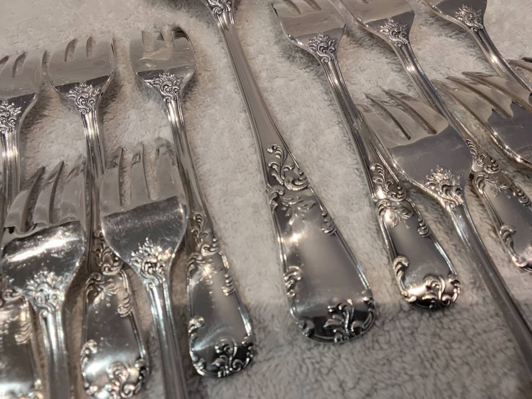 Frionnet rocaille silver metal cake forks 12 cake forks