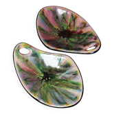Pair of multicoloured glazed ceramic studio dishes, vintage 1960s.