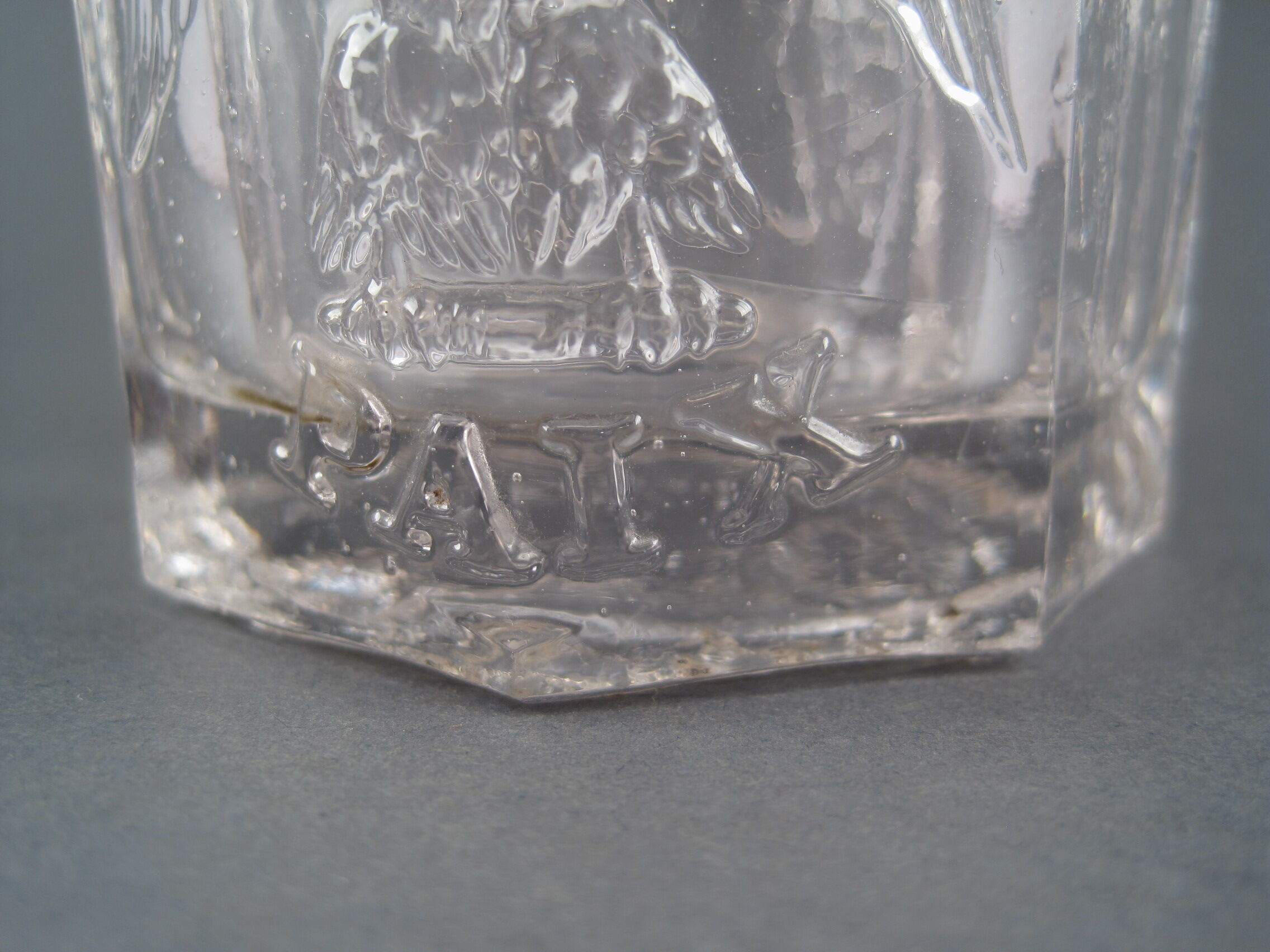 Faceted cup glass circa 1850, Napoleon III emperor, the empire is peace