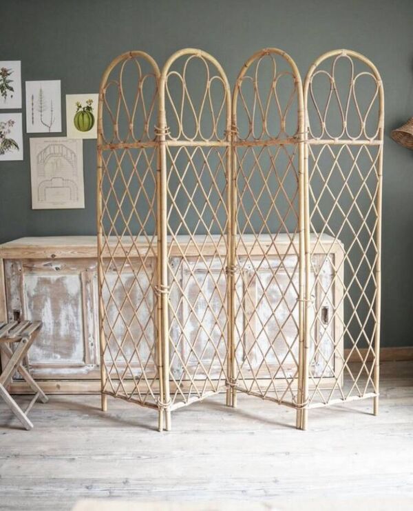 Paravent en rotin vintage