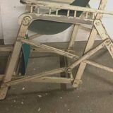 Pair of old 20th century lacquered wood deckchairs