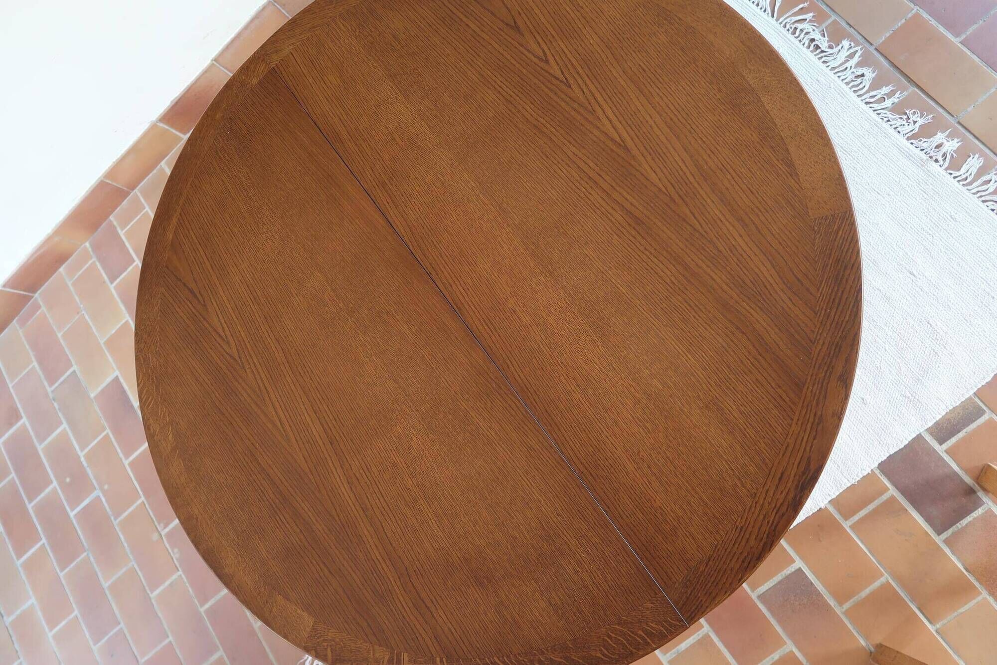 Extendable oak round table, Lübke, Germany 1960s
