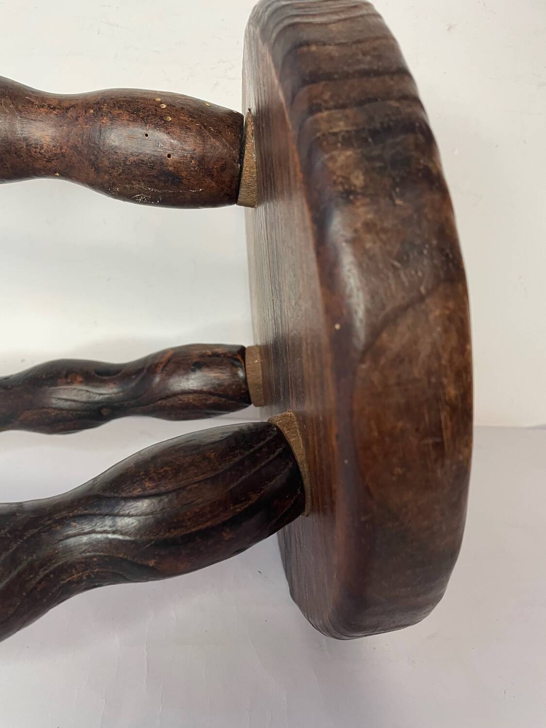Brutalist wooden stool