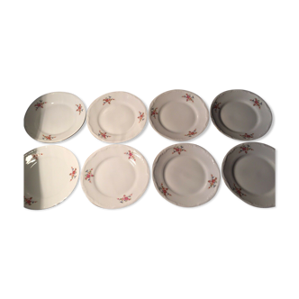 Set of 8 polish porcelain dessert plates with floral decoration
