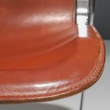 Set of 4 dining chairs in chrome and leather for Cidue Italy 1970