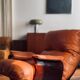 Marsala leather armchair Ligne Roset vintage 1970s
