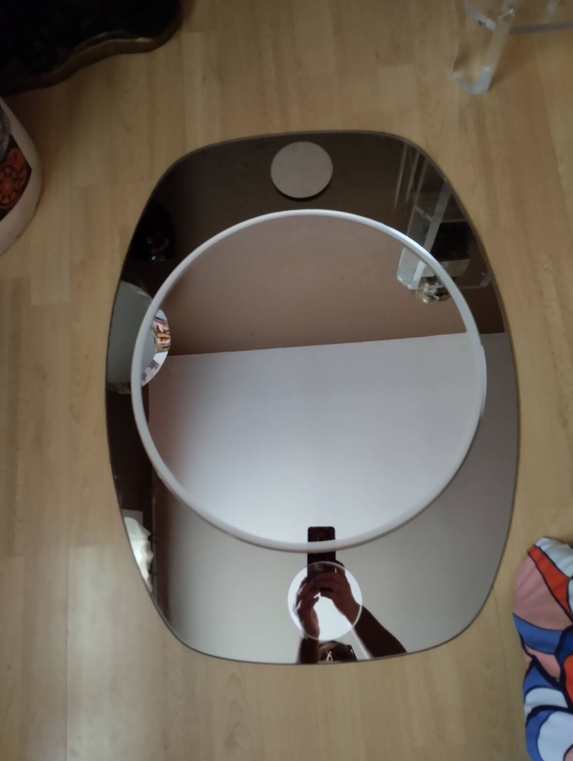 Vintage oval smoked brown mirror