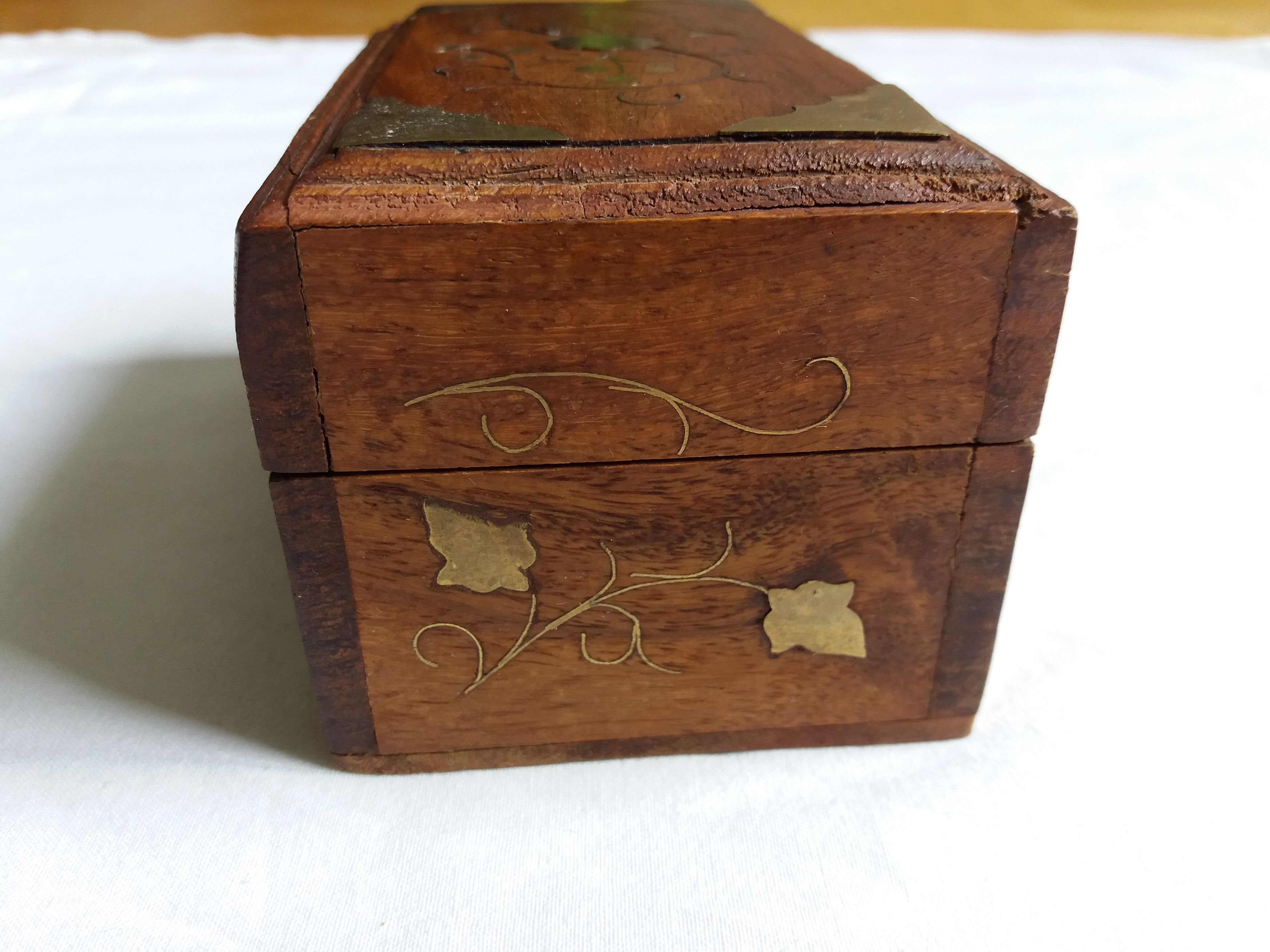 Wooden box inlays brass