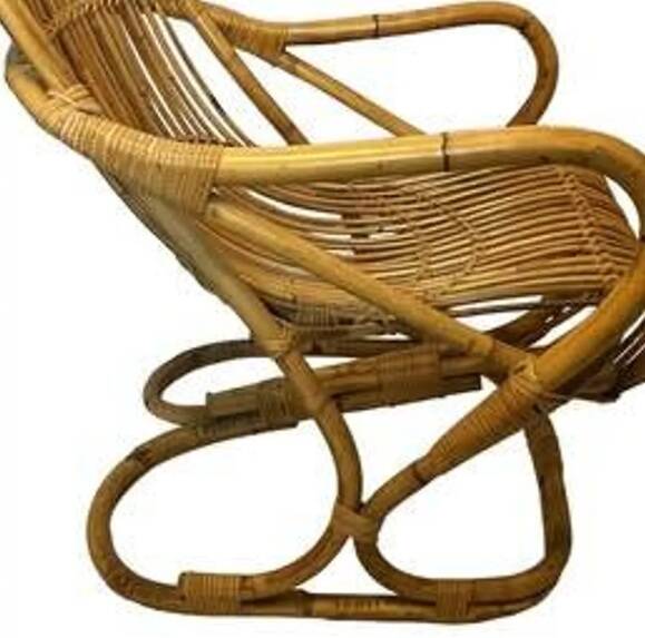 Vintage bamboo rattan armchair Tito Agnoli circa 1960