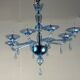 Blue murano glass venetian chandelier, 8 light arms