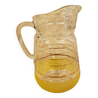 Yellow granite glass jug with gold edging