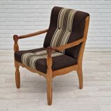 1970s, Danish design, oak wood armchair in furniture wool.