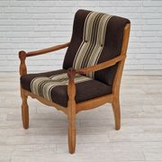 1970s, Danish design, oak wood armchair in furniture wool.