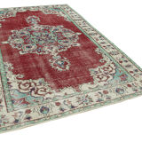 Turkish hand-knotted rustic 1970s beige carpet 190 cm x 291 cm